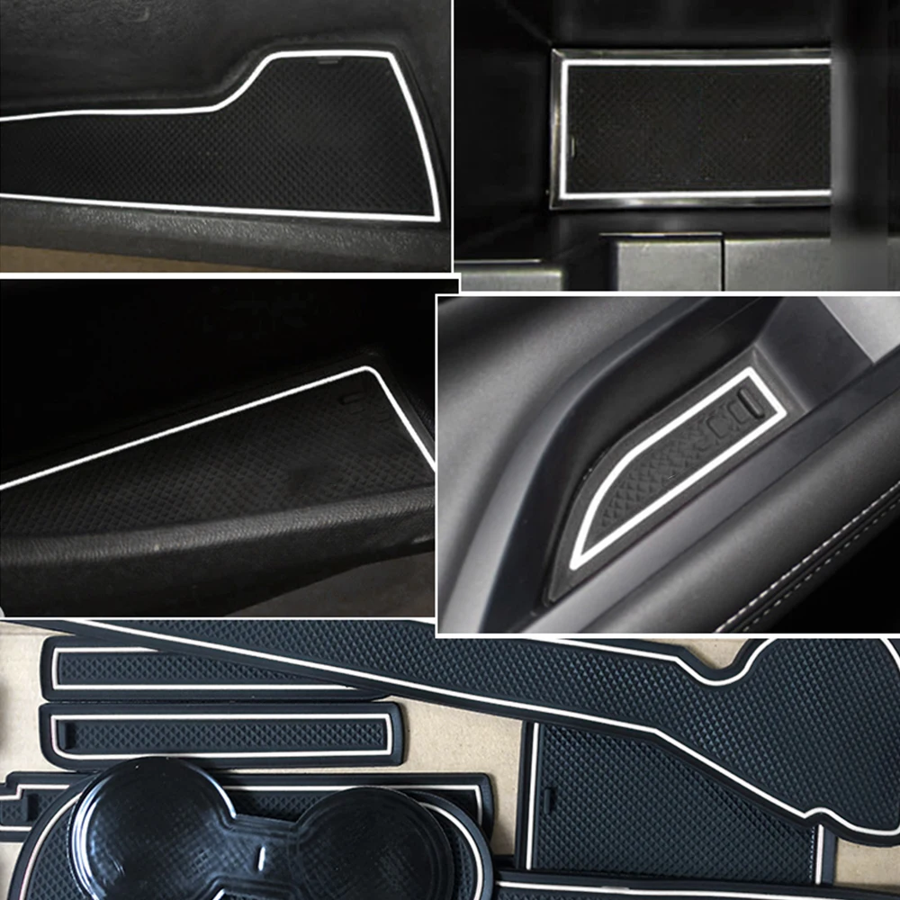 Anti-Slip Gate Slot Mat Rubber Coaster for Toyota Highlander 2014 2015 2016 2017 2018 2019 XU50 Kluger Accessories Car Stickers