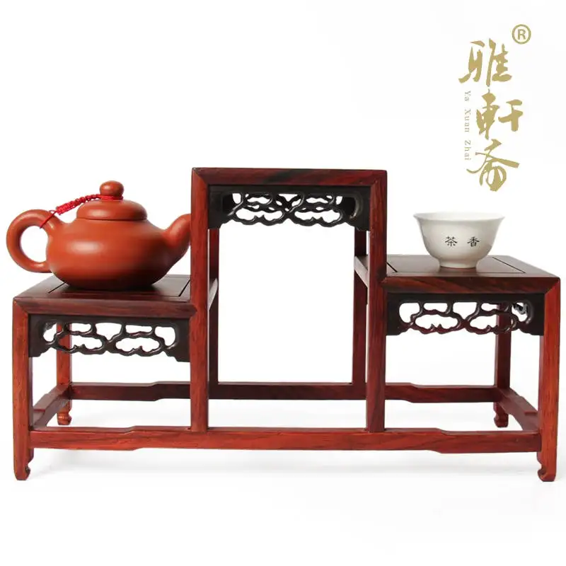 Mahogany furniture of Ming and Qing Dynasties Stone carving teapot base Suanzhi shelf teapot antique mahogany base