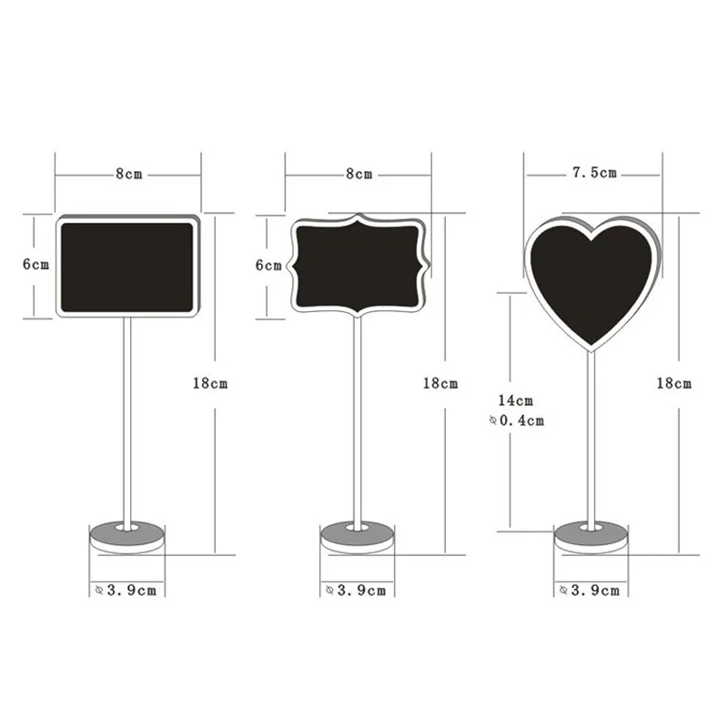 1000Pcs/lot Rectangle Heart Shaped Wood Mini Vintage Chalkboard Place Card Holder Stand for Dessert Table Wedding Decor ZA5113