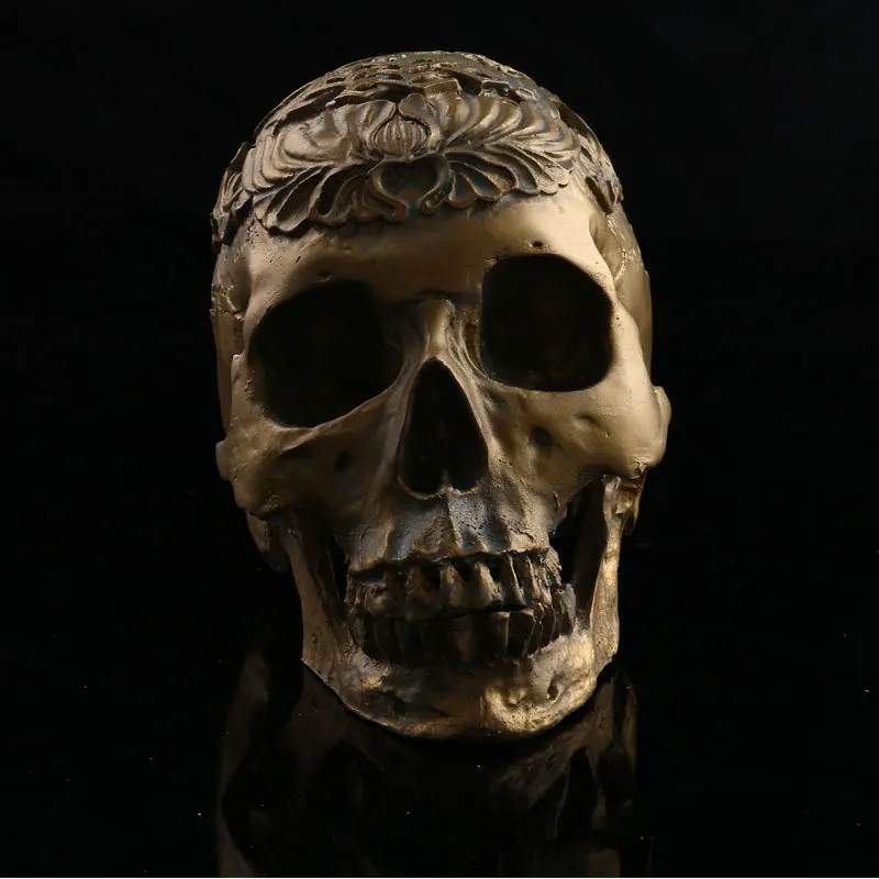 Bronze Skull Head 1:1 Life Size Hand Made Decoration Collection Home Decor High Quality Crystal Cranium Skull Model