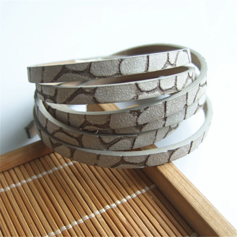 1 Meter Multi-color Flat PU Leather Stone Plaque Shaped Cord For Bracelet Making Rope Fashion Jewelry Findings 5*2mm