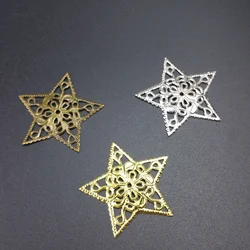 20 sztuk/lot32mm metal filigran Pentagram Wrap złączka do biżuterii DIY komponenty