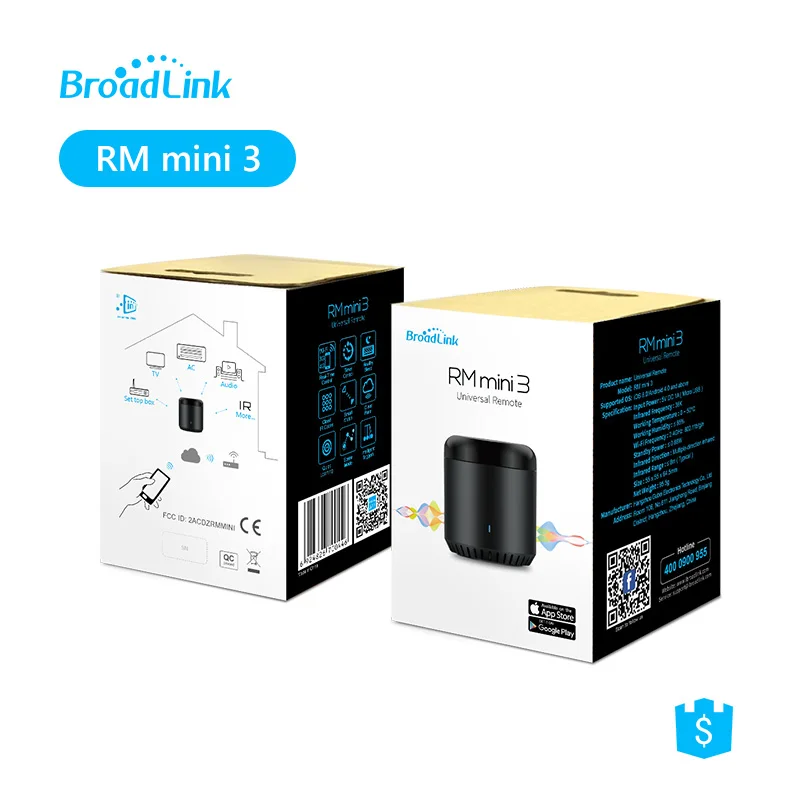 

2-Pack BroadLink RMmini 3 IR универсальный пульт дистанционного управления работает с Alexa и Google Home