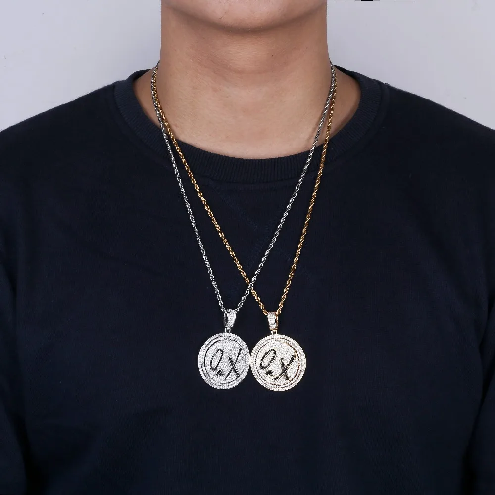 TOPGRILLZ New XO Spinner Pendant Necklace Iced Out Hip Hop/Punk Gold Silver Color Chains For Men CZ Charms Jewelry Gift