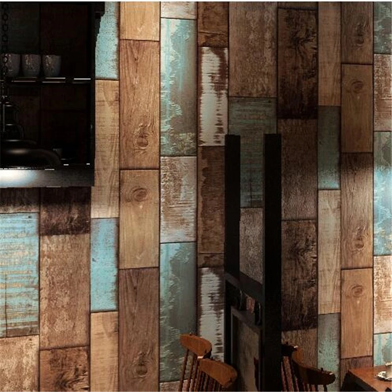 

Ретро ностальгические обои с имитацией деревянной доски, индивидуальная модная парикмахерская одежда, женские корейские обои для салона, домашний декор