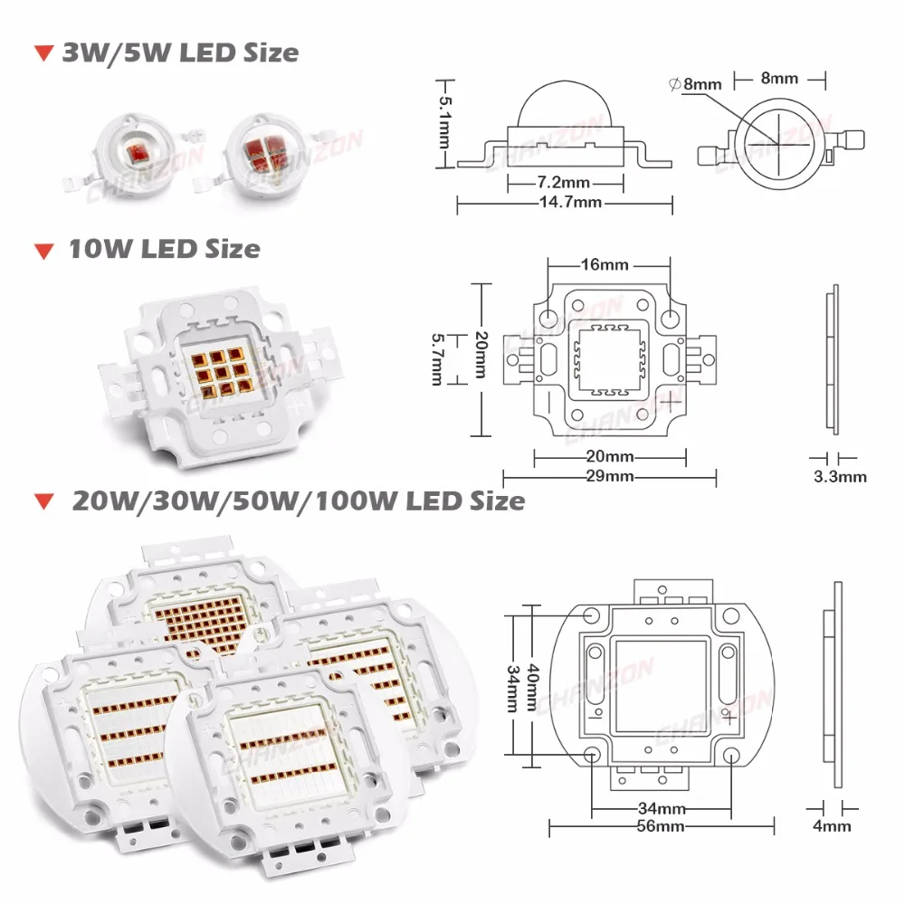 LED Chip Light Beads 730nm Far Red 3W 5W 10W 20W 30W 50W 100W Infrared Emitter High Power Lamp 730 nm 3 5 10 20 30 50 100 W Watt