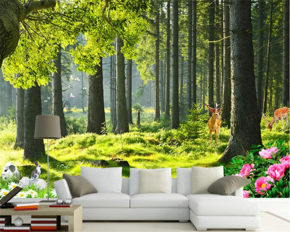 

beibehang Custom Wallpaper Home Decorative Fresco Forest Trees Landscape 3D Extended Space Backdrop Wall mural 3d wallpaper