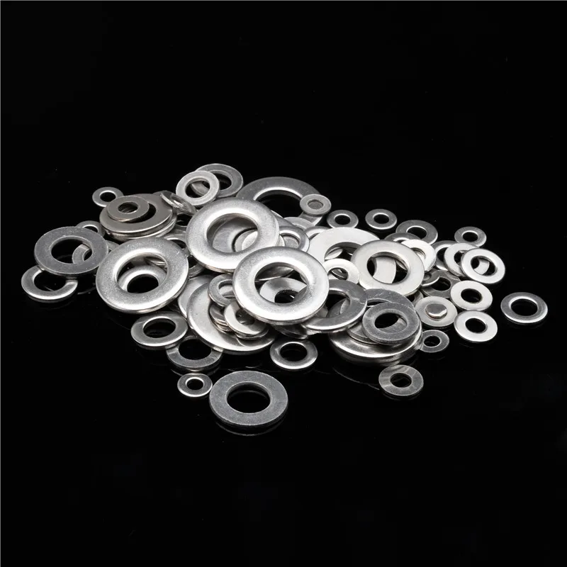 105PCS M3/M4/M5/M6/M8/M10 304 Stainless Steel Washers Plain Washers Metric Flat Gasket Kit Assortment for Hardware 6Sizes
