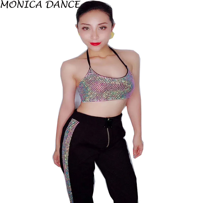 

Women Multicolor Flashing Rhinestones Bra Pants Full Diamonds Women Prom Show Wear Evening Show for Singer Drawers Clothes Set