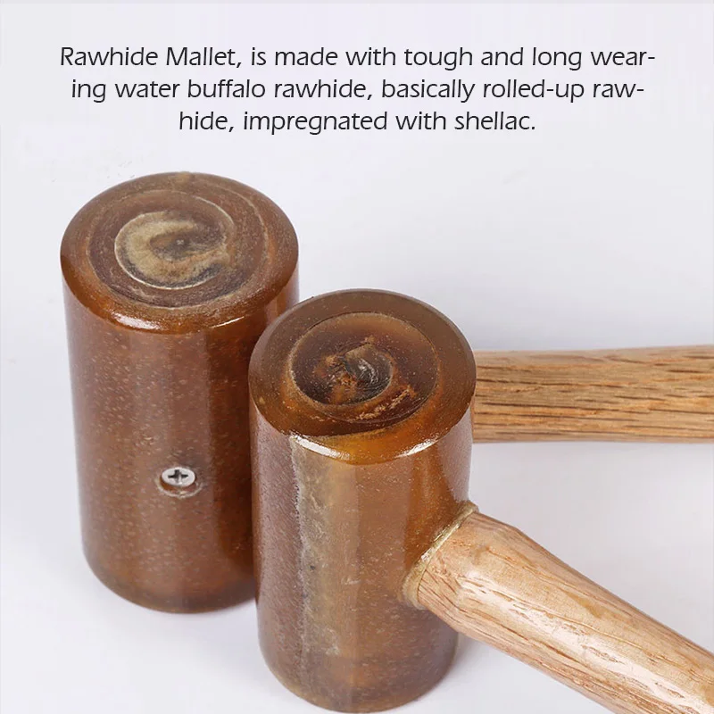 WUTA 100% Rawhide-head Mallet Leather Craft Hammer Stamping Jewelry Leather Worker Craft Tool Good Buffering Capacity 48mm 42mm