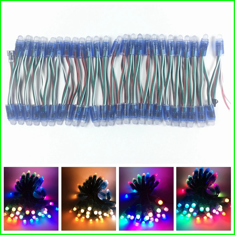 500pcs DC5V /DC12V 12mm ws2811 ic LED Module Black/Green/White/RGW Wires String Christmas led Pixel light;Addressable;waterproof
