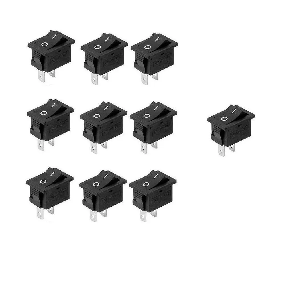 10pcs Mini 10x15mm 2 Pin SPST ON-OFF Rocker Switch 3A 250V 6A 125V Case s654