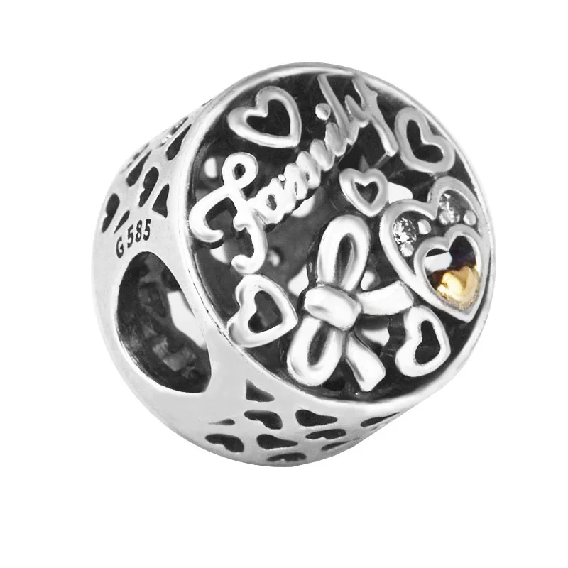 S925 Sterling Silver Jewelry Family Love Openwork Charm Bead Mid-Autumn New Style Women DIY Jewelry Fit Silver Charm Bracelet