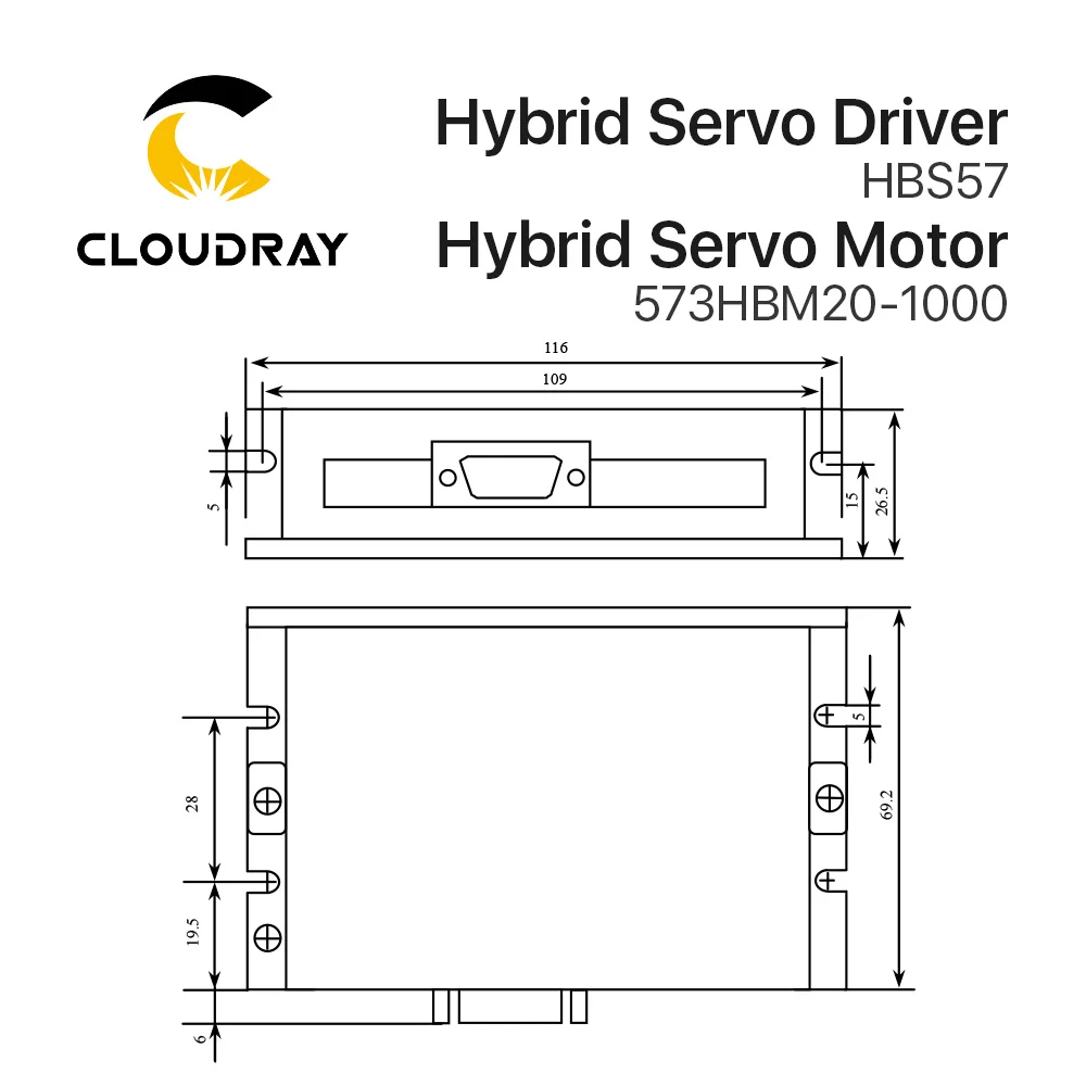 Imagem -04 - Cloudray Leadshine Hbs57 Mais 573hbm201000 Hbs507 Nema23 Fase Híbrido Servo Circuito Fechado