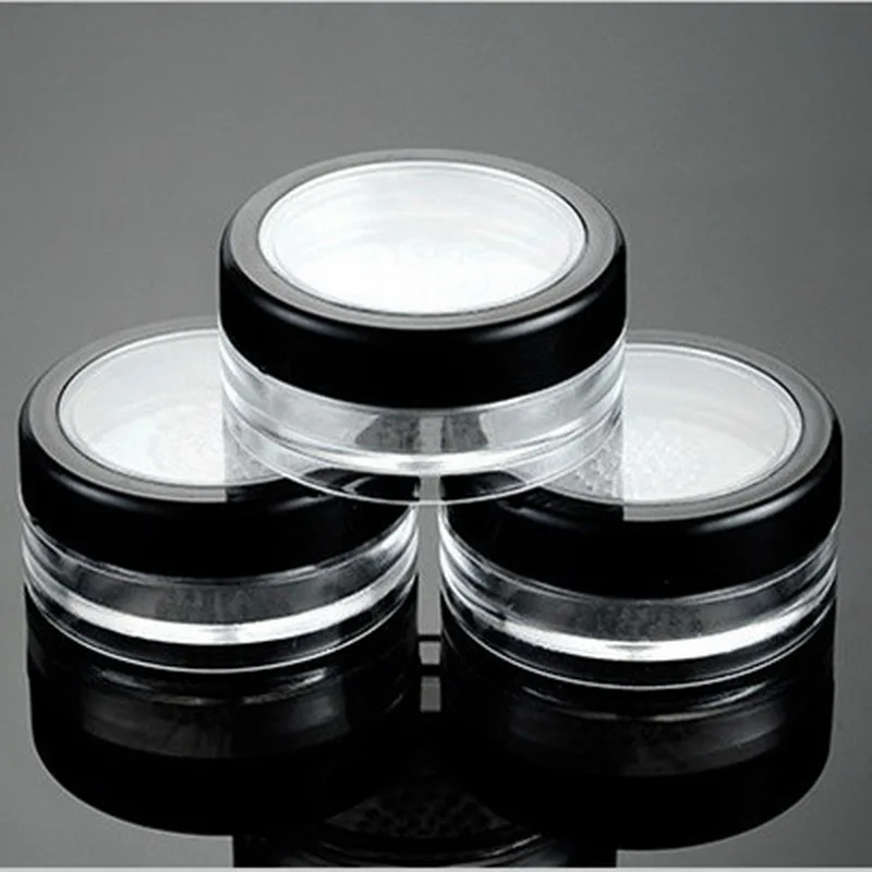 10pcs/Lot 10g Black Clear Cap Loose Powder Compact With The Grid & Lid PP Powder Jar Packing Container Empty Powdery Cake Box