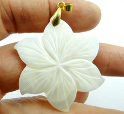 wholesale 5pcs Natural Freshwater flower Shell Necklace Pendants For Jewelry Making Charms Pendants 38*33MM P303