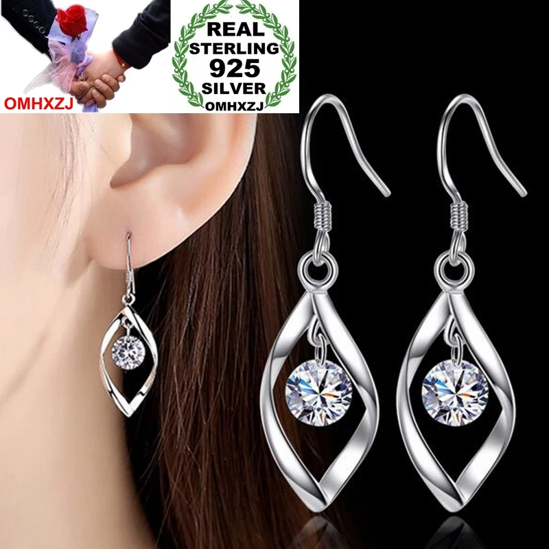 OMH Wholesale Jewelry Simple fashion joker star for Woman gifts Rotary love zircon 925 Sterling Silver drop Earrings YS209