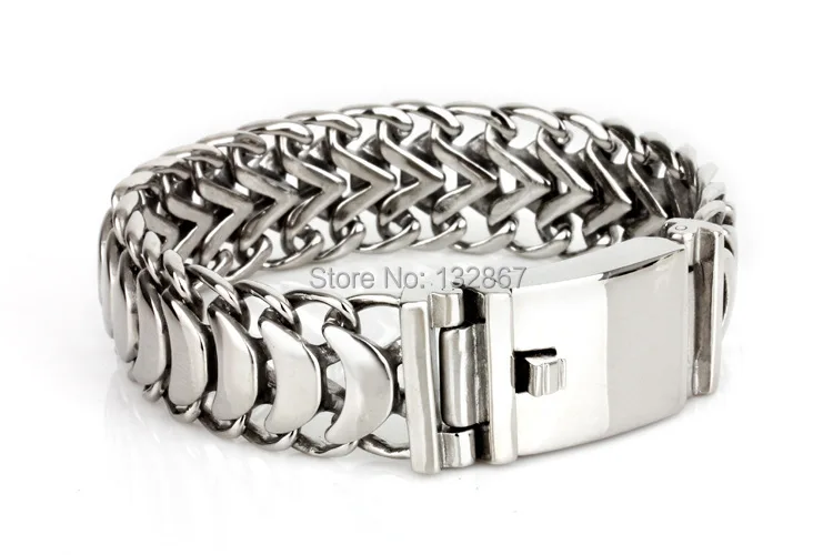 Men's Bracelet Stainless Steel Snake Bone Chain  19mm 8.66'' High Polished