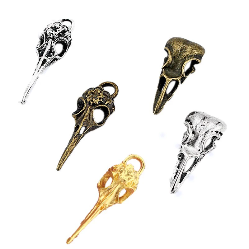 10pcs/set Bronze RAVEN Crow Pendant For DIY Necklace Bracelets Accessories Jewelry Diy Bird Skull Pendant For Handmade Gifts