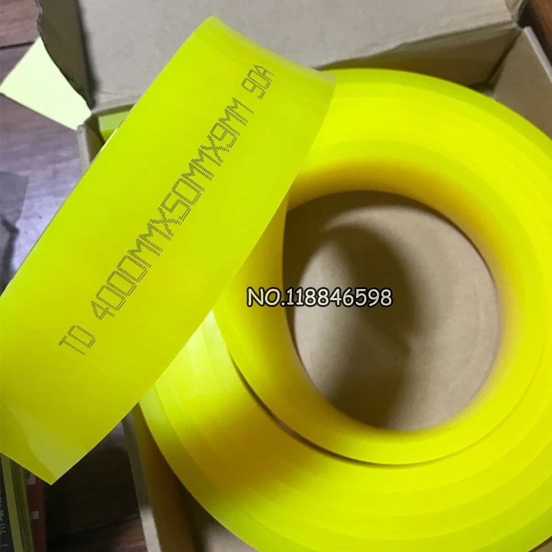 One Roll 50*9x4000MM Silk Screen Printing Squeegee Yellow Color Scraper 90A Durometers Oliness