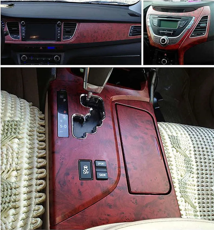 30x124cm Color Change Wood Grain Vinyl Film Furniture Wood Grain Textured Decal Car Internal Self-adhesive Sticker Car Styling