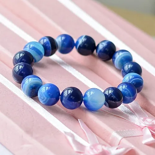 Fashion Unisex 6-8-10-12mm Beads Natural Onyx Bracelet for Women Elegant Blue Beads Men Bracelets Bangles