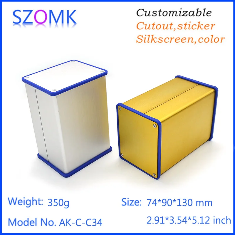 1Pcs szomk silvery aluminum extrusion case with silicone seals anodizing distribution enclosure 74*90*130mm aluminum enclosure