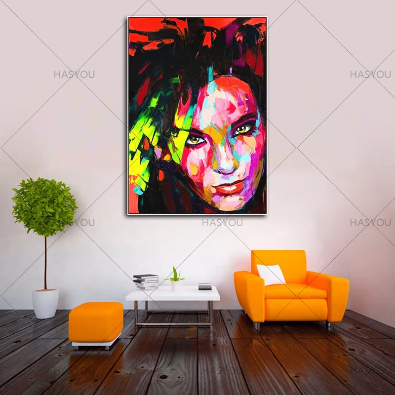 Top Artist Handmade modern colourful Portrait Oil Painting on canvas Wall Painting Figure Face Paintings wall art Home Decor