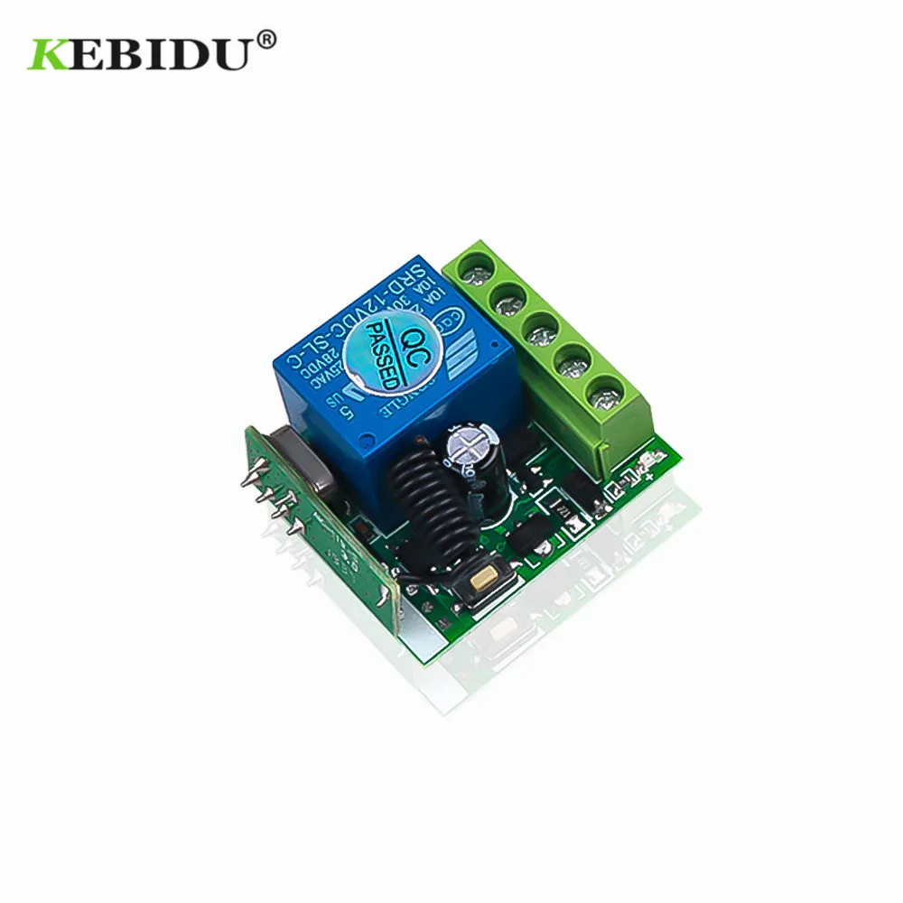 KEBIDU 433 Mhz Wireless Remote Control Switch DC 12V 1CH relay 433Mhz Receiver Module For learning code Transmitter Remote