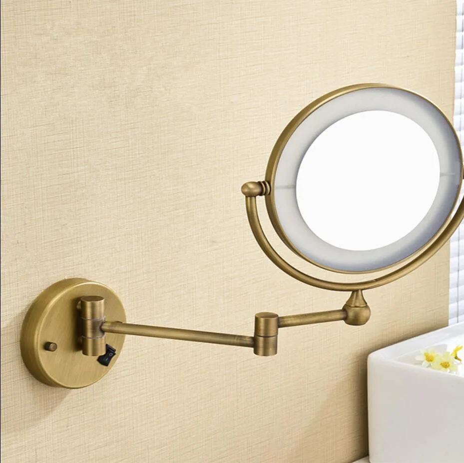 

Bath Mirror Bronze Wall Mounted 8 inch Brass 3X/1X Magnifying Mirror LED Light Folding Makeup Mirror Cosmetic Mirror Lady Gift