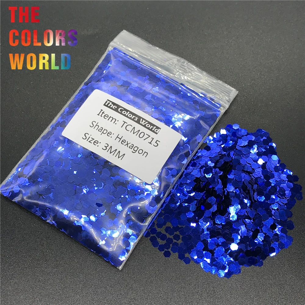 TCM0715 Dark Blue Color Metallic Luster Hexagon Shape Nail Glitter Nail Art Decoration Makeup Nail Gel Henna Tattoo Handwork DIY