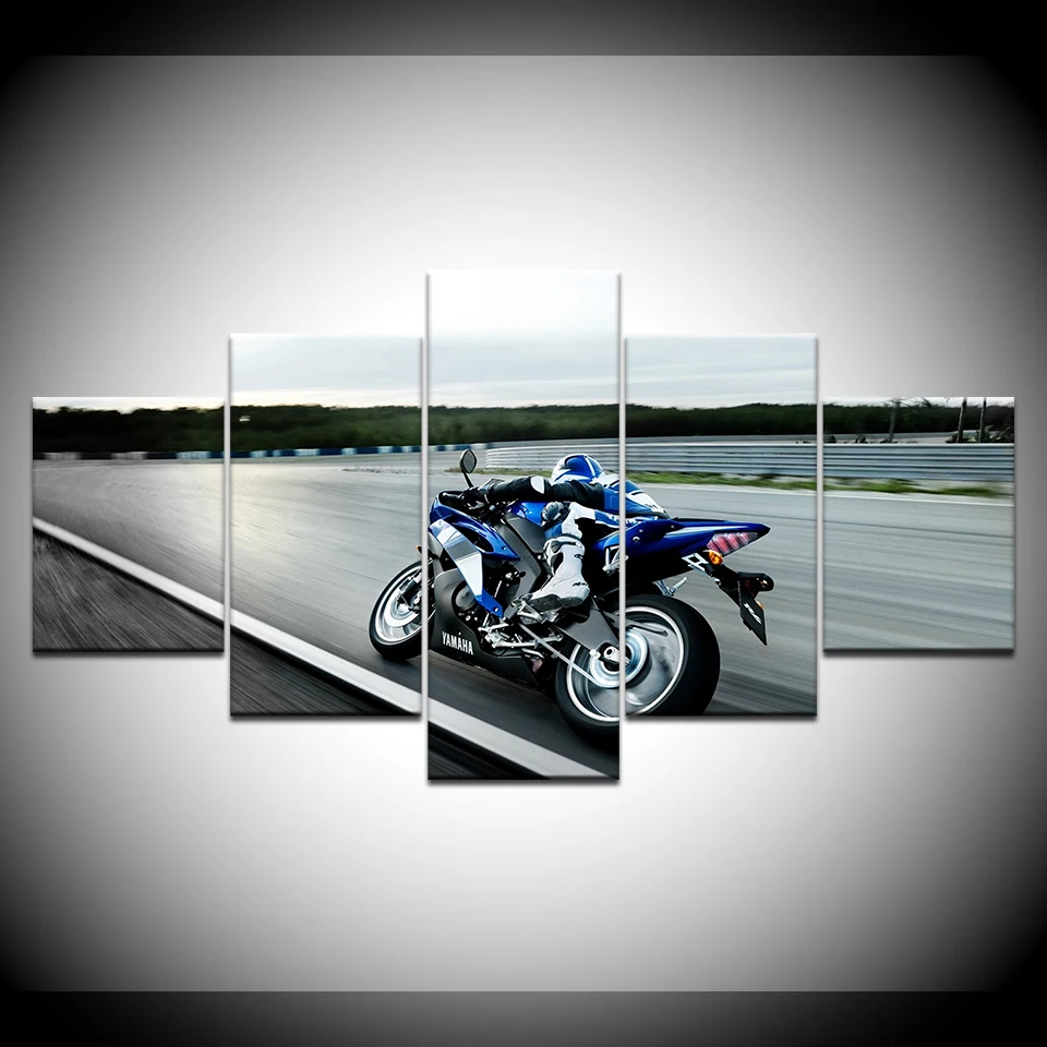 

The racer driver motorcycle 5 Piece HD Wallpapers Art Canvas Print modern Poster Modular art painting for Living Room Home Decor