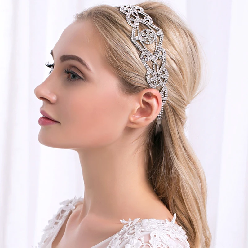 Miallo Austrian Crystal Headpieces for Women Fashion Wedding Hair Accessories Bridal Headchain Jewelry for Hairstyle