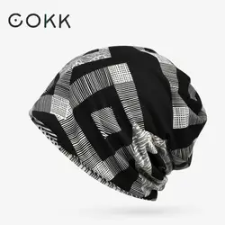 COKK New Spring Summer Men Women's Slouchy Beanie Geometric Pattern Hat Knitted Cap Female Male Turban Hat Gorros Bone