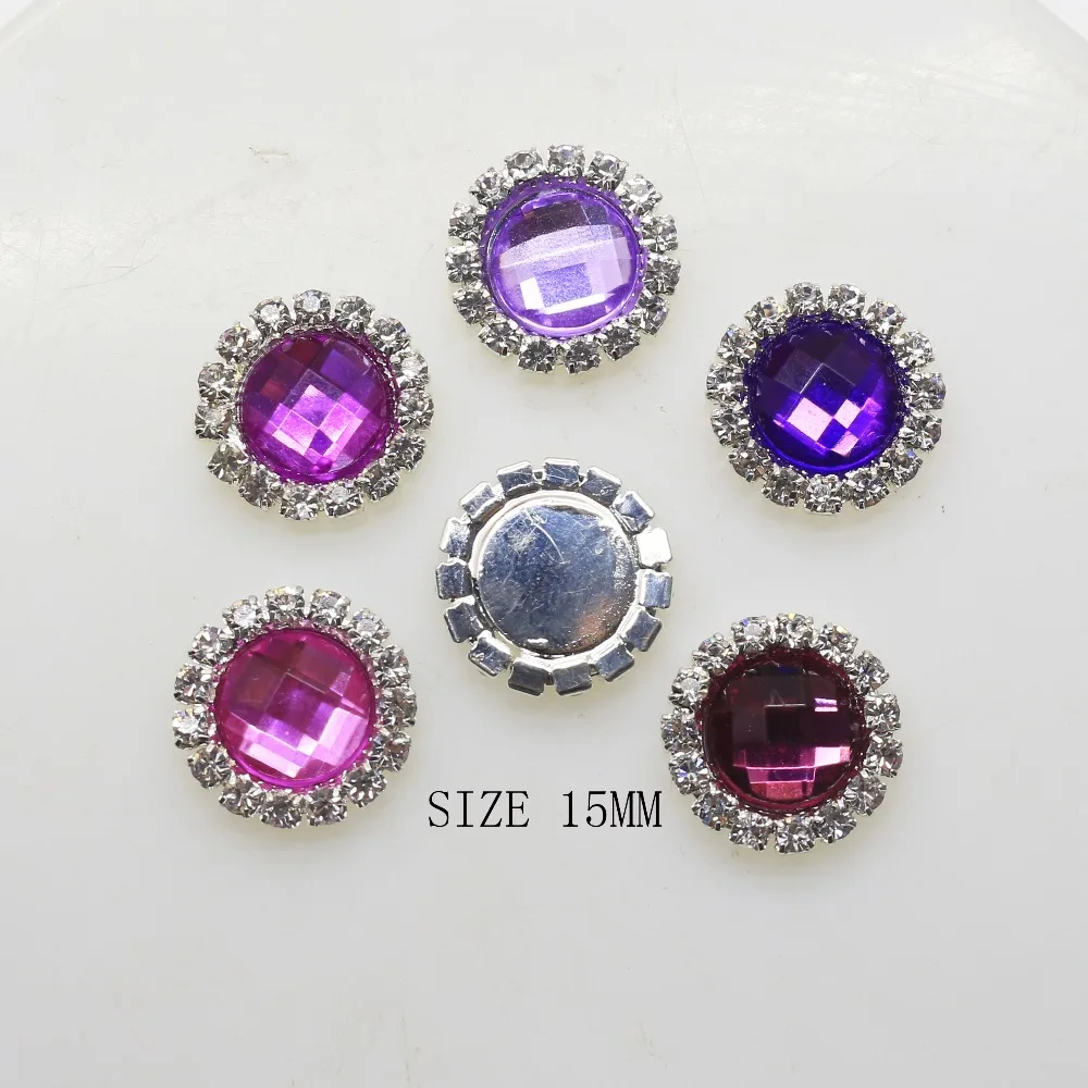 ZMASEY Sale Price 24Color Rhinestones Buttons 10Pcs/Lot 15mm Crystal Button Metal Accessories Holiday Party Card Ribbon Decor