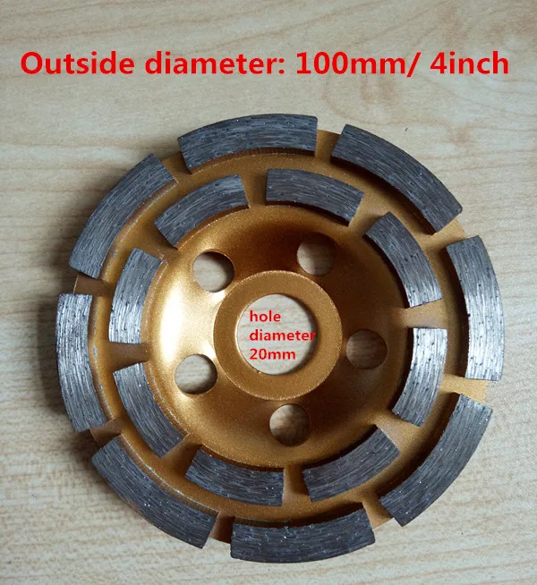 Rebolo de diamante 4 polegadas 100mm, disco de roda de esmerilhamento, formato de tigela, copo de esmerilhamento, concreto, pedra granito, cerâmica