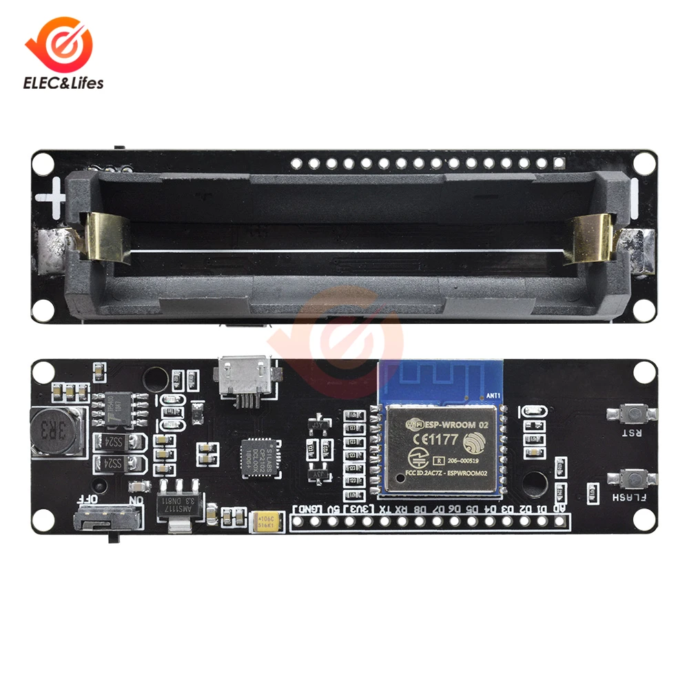 WeMos D1 ESP-WROOM-02 ESP8266 Nodemcu Mini WiFi Development Board with 18650 Battery Holder charging for Arduino microcomputer