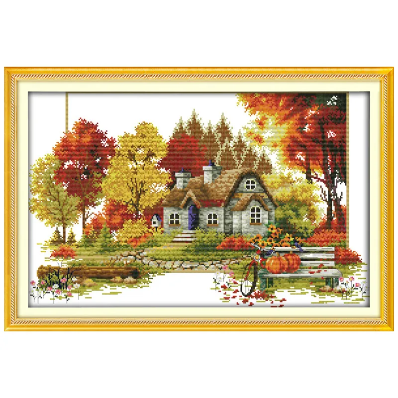 Counted Cross Stitch Kit Dome Spring Summer Autumn Winter Comes Four Seasons Season Comes House Set Cross-Stitch Kits Home Town