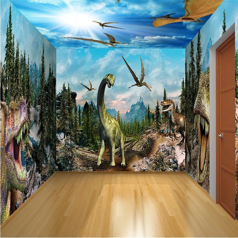 beibehang Wall paper Mural Wall Stickers Dinosaurs Out 3D Walls Walls papel de parede 3d para sala atacado 3d wallpaper