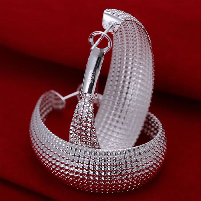 factory price E064 wholesale Beautiful cute hoop silver color earrings high quality fashion classic jewelry antiallergic