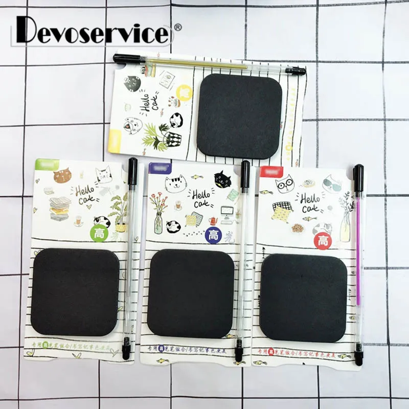 

1pc Creative Students Stationery Black Paper N-times Notes Highlighter Set Message Memo 50 Sheets Stickers Paste Plan Notepads