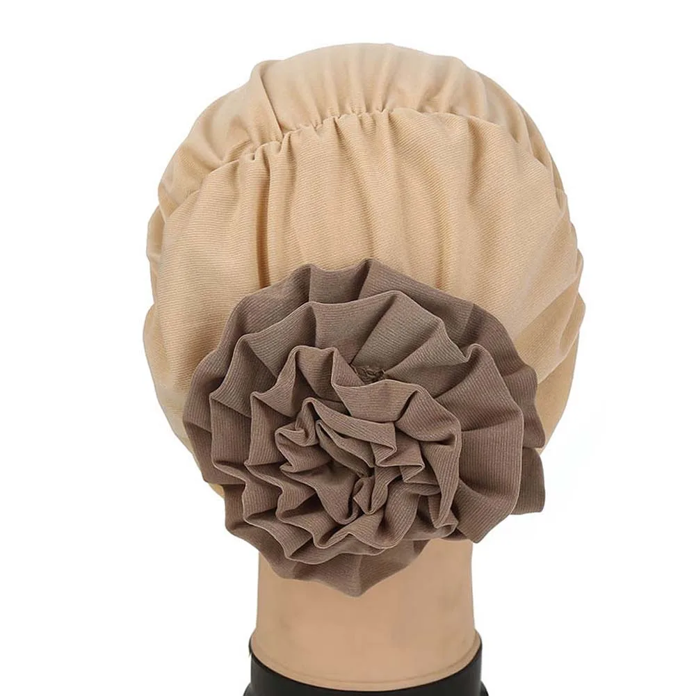 Gorro de moda para mujer, Hijab musulmán, bufanda con flor trasera para quimio, Otoño e Invierno