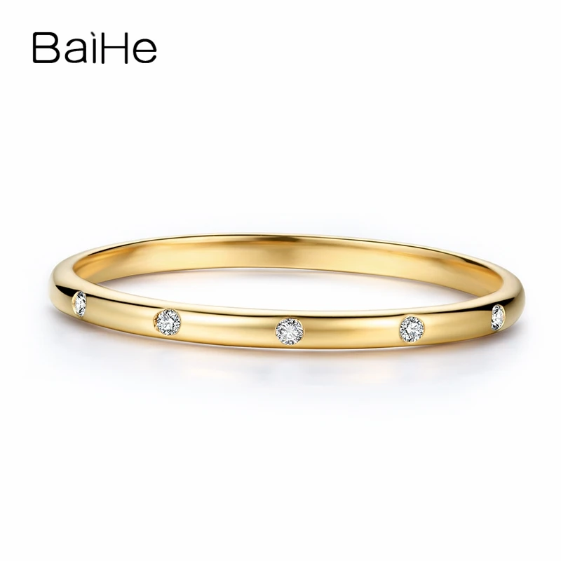 

BAIHE Solid 18K Yellow Gold 0.06ct H/SI Natural Diamond Ring For Women Men Engagement Wedding Gift Trendy Fine Jewelry Making