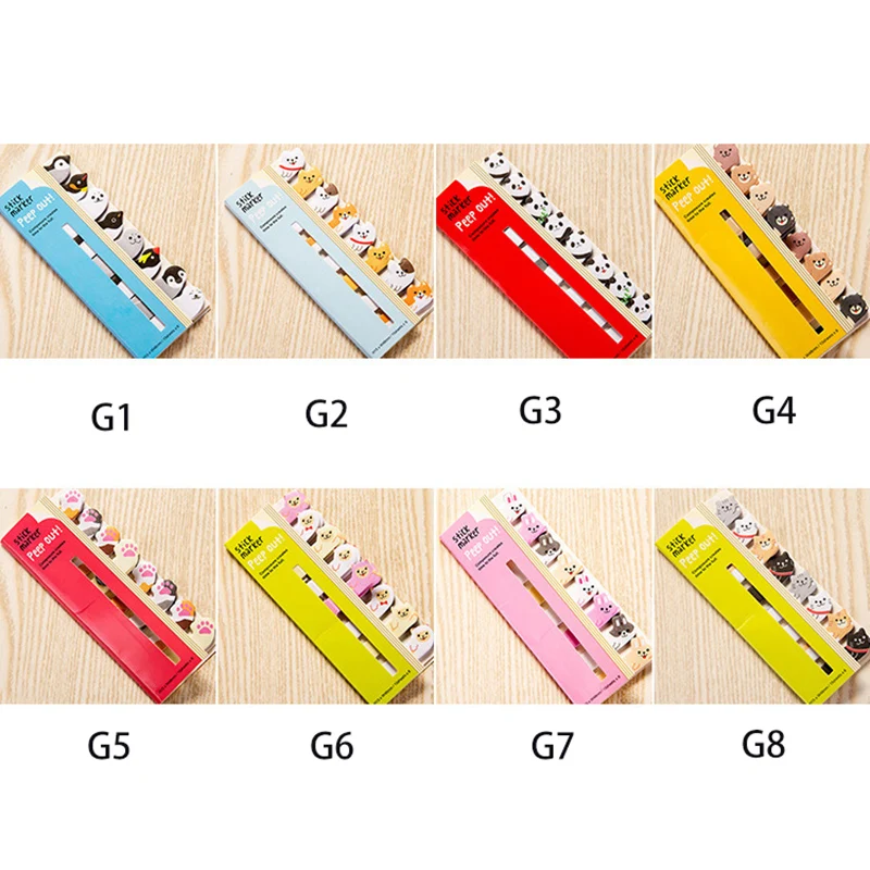 1 PCS Kawaii Stationery Cartoon Animals Marker Memo Pad Sticky Bookmark Flags Index Tab Sticky Notes Label Paper Stickers