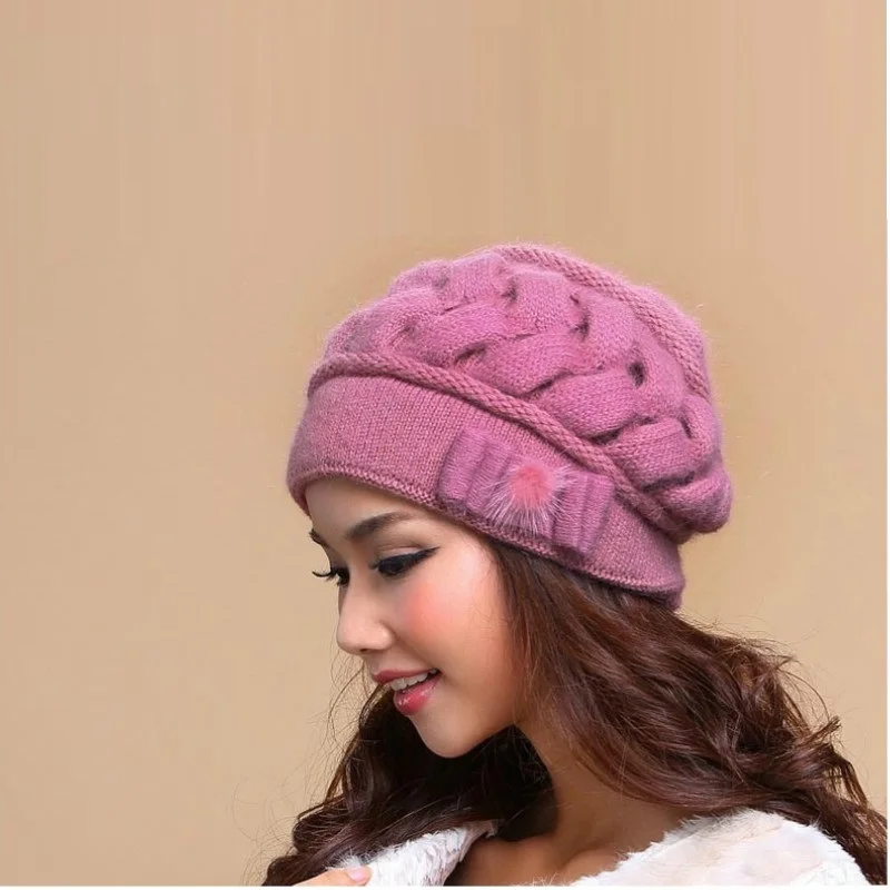 New Arrival Middle-aged Lady Winter Knitting Hat Female Fashion Wool Hat Girls Warm Knitting Wool Hat Cap Knitted Hat B-7605