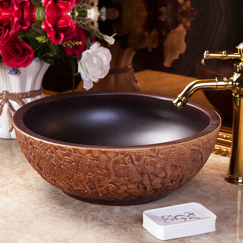 

Europe style chinese wash basin vessel sinks Jingdezhen Art Counter Top ceramic basin sink sinks and wash basins bathroom sinks