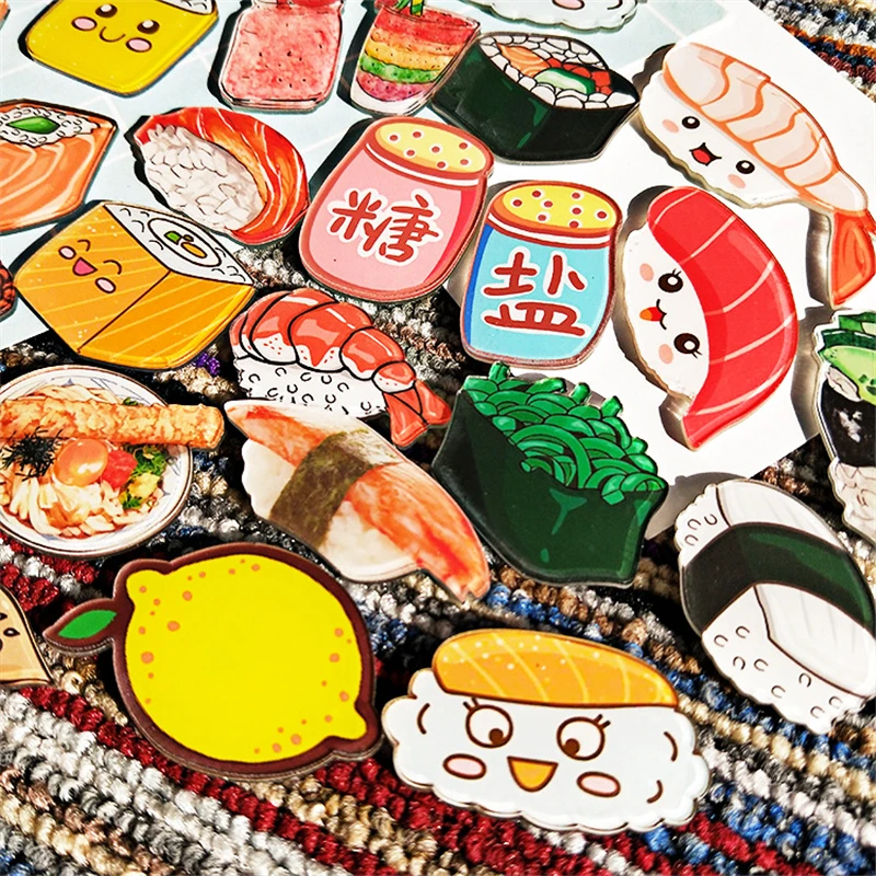 10 PCS Cartoon Foods Snack Hamburger Bread Acrylic Badges Icons On The Backpack Pin Badge Decoration Badges for Clothing