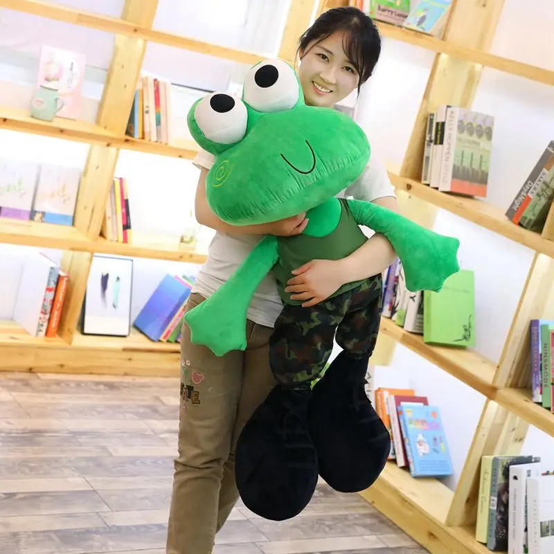 kawaii anime frog plush toy long leg green frog doll large soft body frog sleeping pillow for children girl gift 39inch 100cm