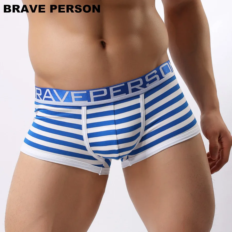 BRAVE PERSON Male Panties Men Underwear Boxers Cotton Underwear Sexy Striped Man Boxer Shorts Underpants B1155