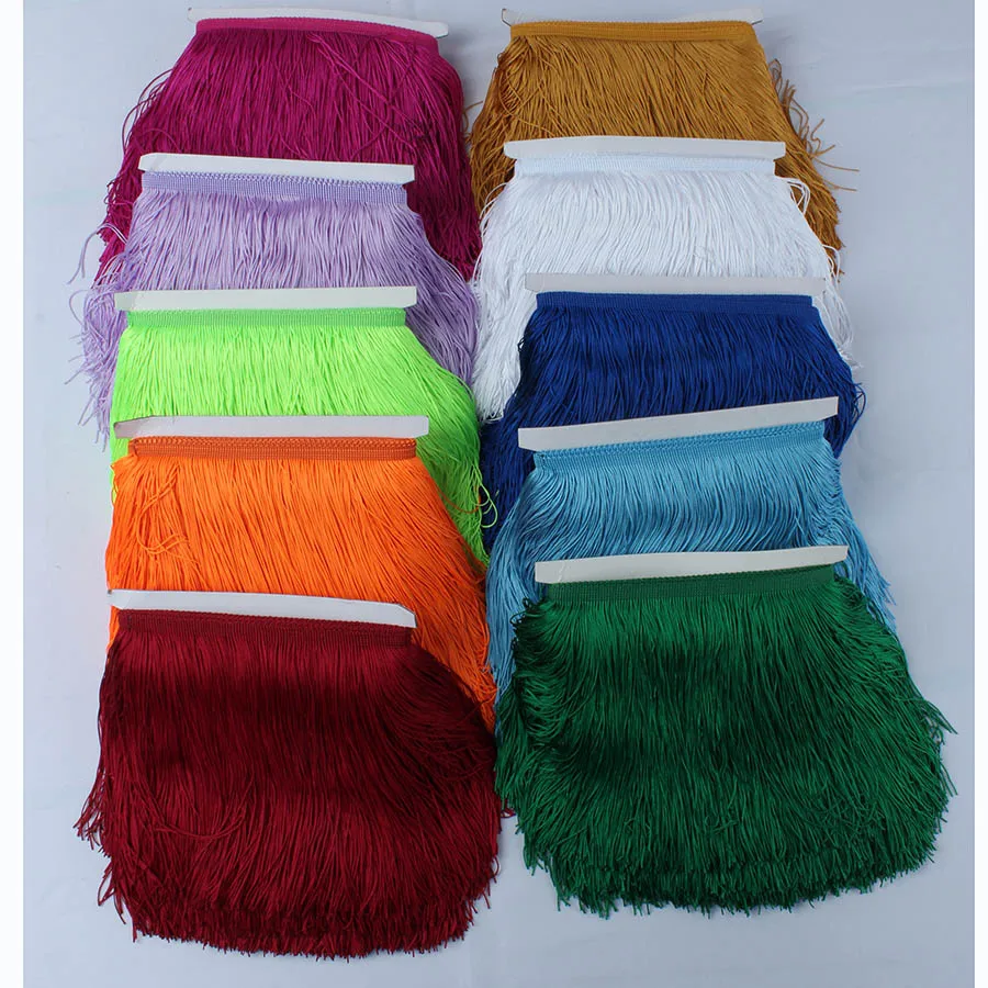 10 Yards/lot Lace Fringe Tassel Polyester Lace Trim Ribbon DIY Curtain Latin Dress Stage Garment 15cm/20cm/30cm Wide